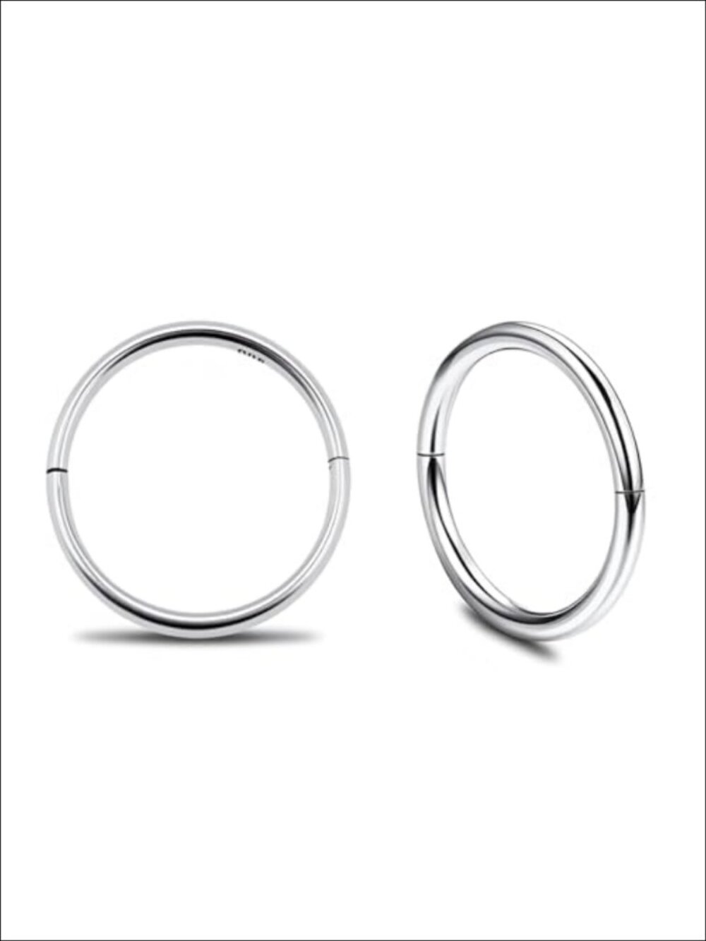 925 Sterling Silver Seamless Hinged Sleeper Hoop Earrings 18G Hypoallergenic